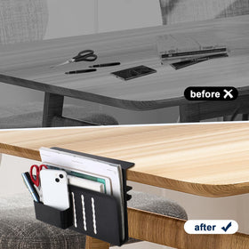 Osseph black desk shelf organizes laptops, files, and essentials neatly