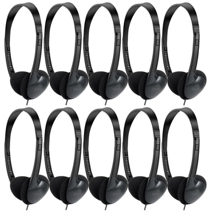 OSSZIT front packaging showing 30-pack black headphones and quick setup benefit