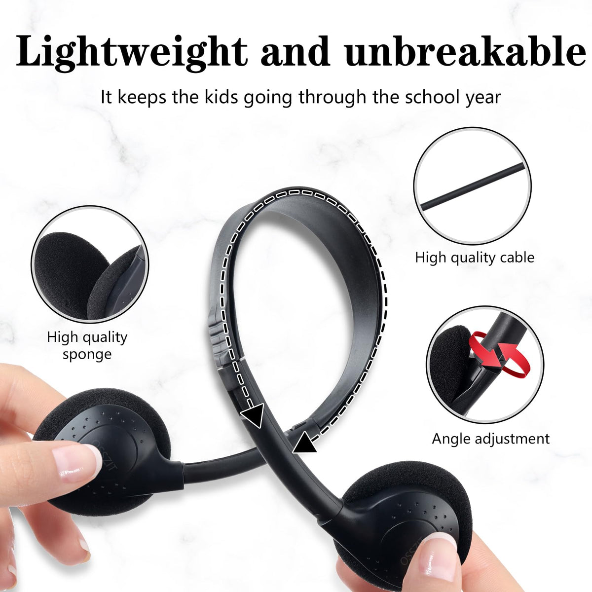 OSSZIT close-up of ear cushion showing soft wipeable padding for comfort