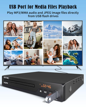 OTIC USB playback in TV setup showing quick access to music and photos