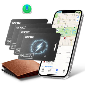 OTIC Wallet Tracker Card on a slim wallet enables Find My locating