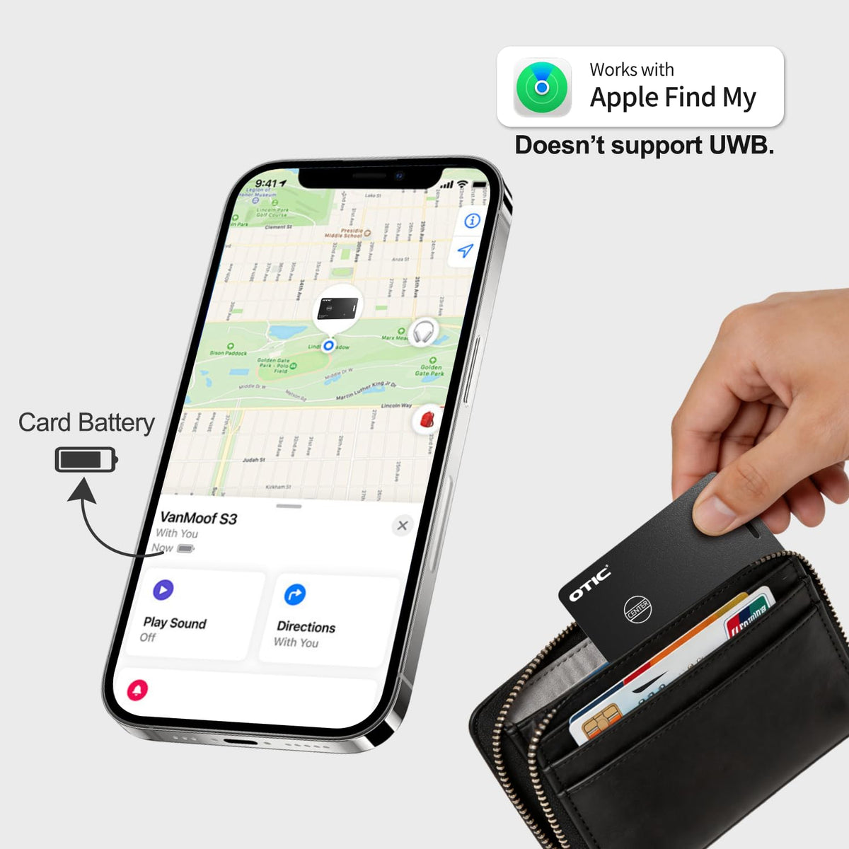 OTIC wallet tracker for passport case adds tracking when roaming through airports