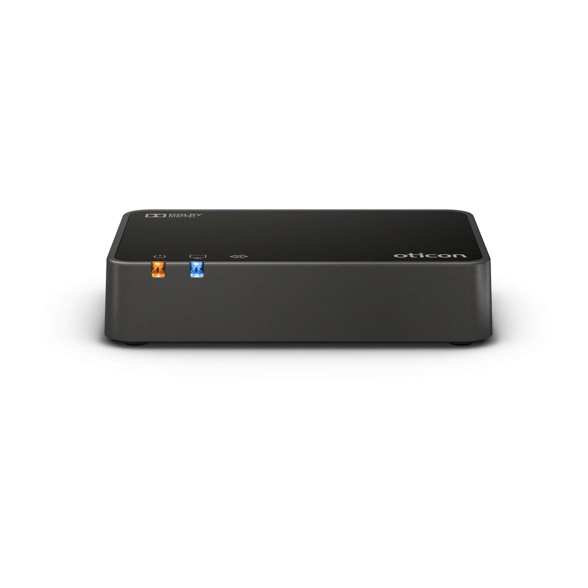 Oticon TV Adapter 3.0 streaming stereo sound directly to Oticon hearing aids for a personalized TV experience.