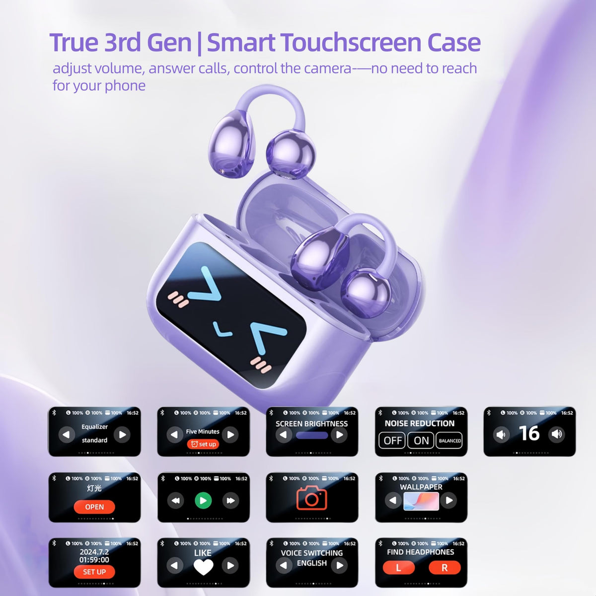 Otinsile M100 touchscreen case displaying music and call controls