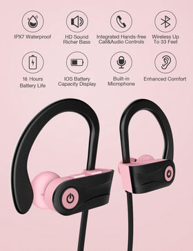 Otium charging case open with earbuds and charging status visible