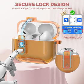 OTOTO AirPods Pro 3 case with automatic lock button for one-handed use