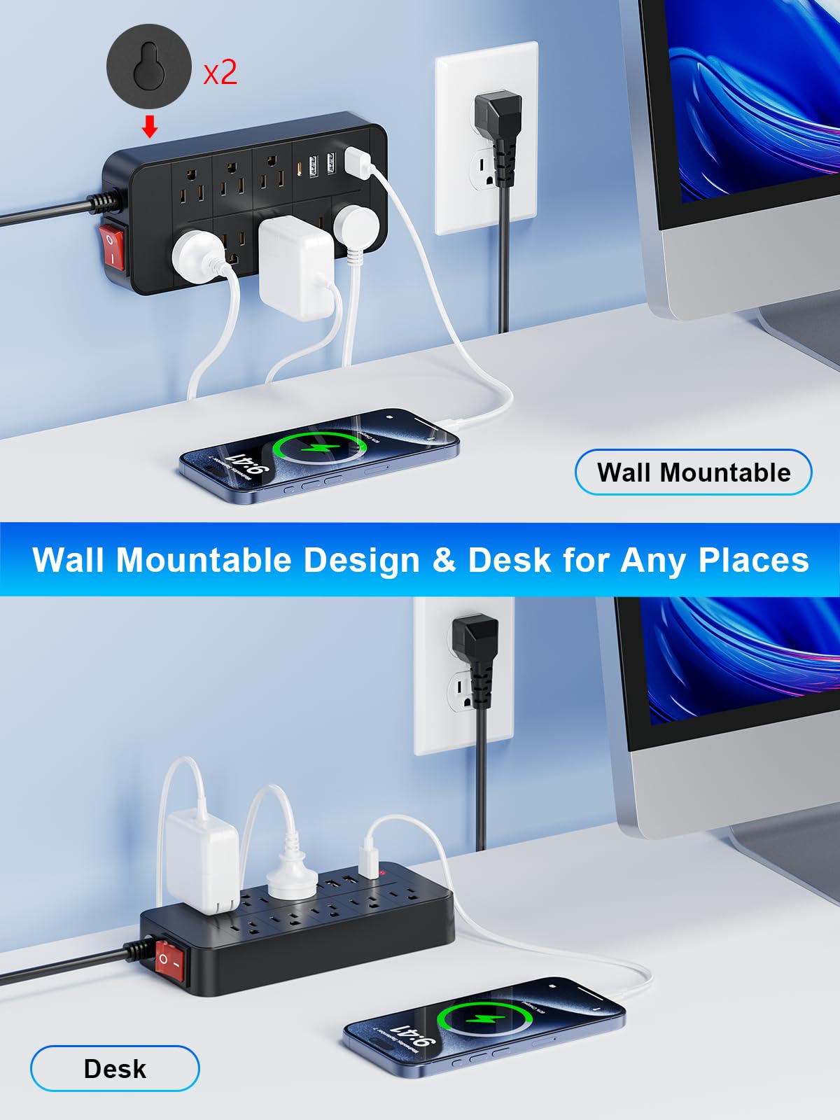 Otovoda rear mounting holes for stable wall or desk installation