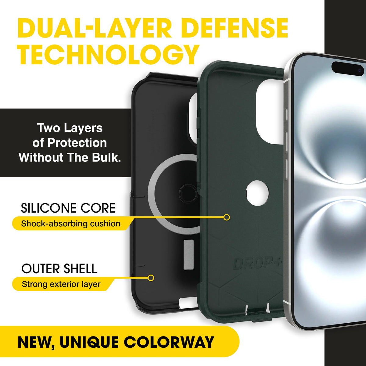 OtterBox Commuter back in Forest Night highlighting textured finish and grip