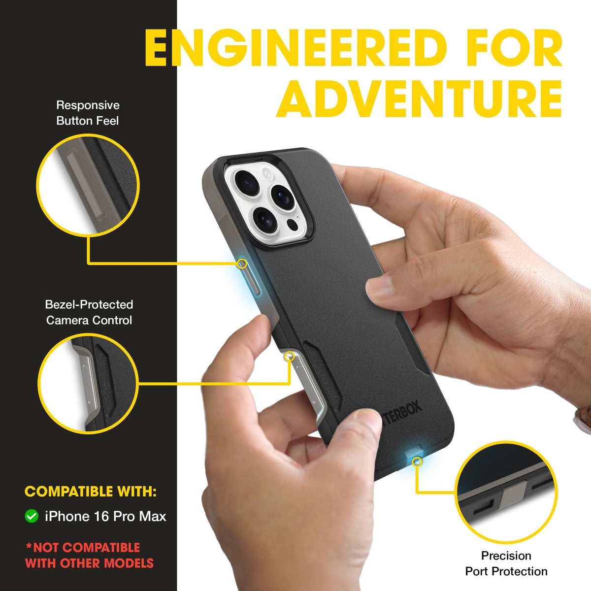 OtterBox dual-layer edge close-up showing shock-absorption benefit