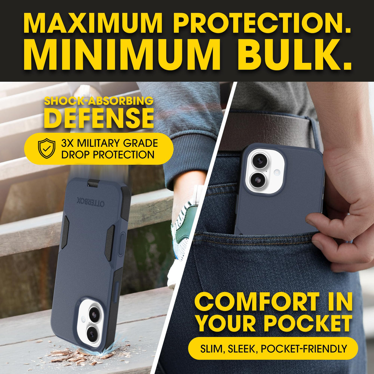 OtterBox commuter case on phone during commute showing everyday protection