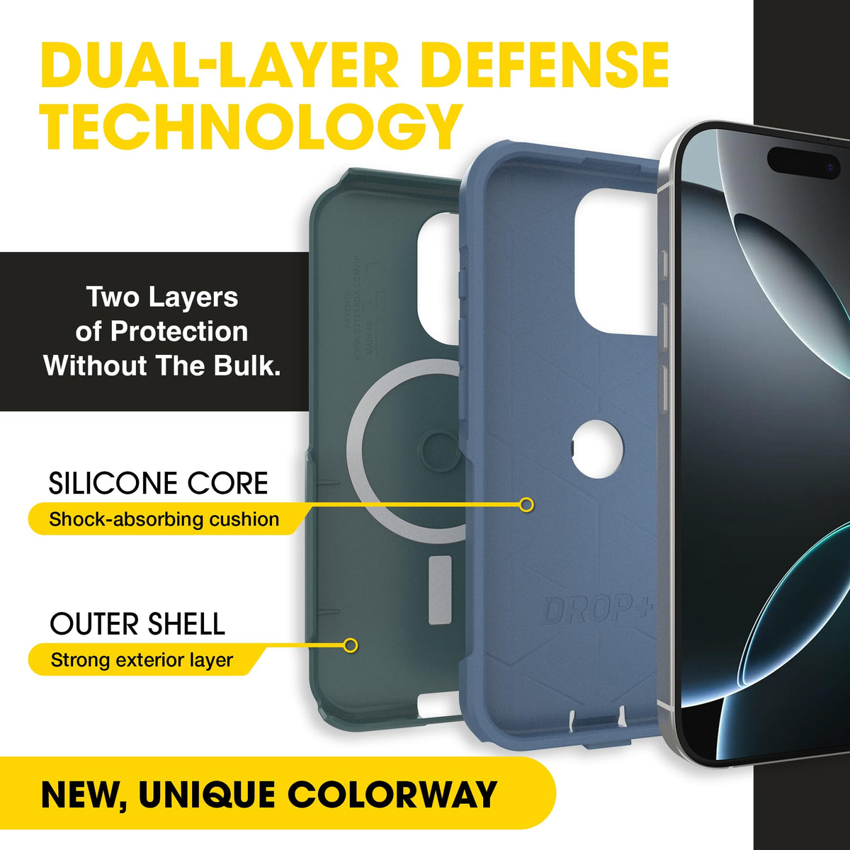 OtterBox back close-up texture on Saltwater Breeze for grip benefit