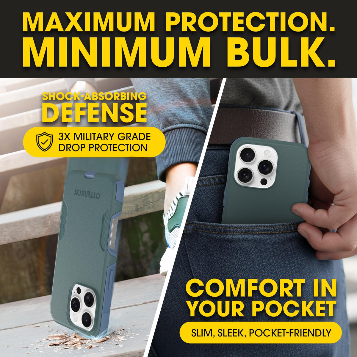 OtterBox next to keys showing size scale and easy pocket carry benefit
