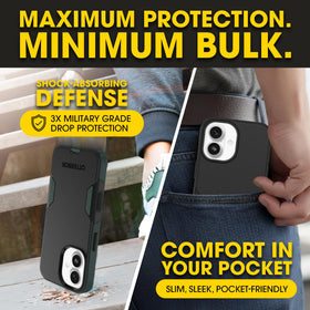 OtterBox Commuter in pocket demonstrating compact scale and convenience