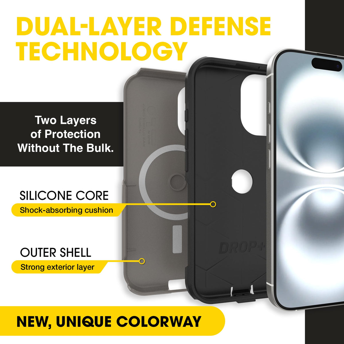 OtterBox Pompeii Grey case camera-area close-up protecting lenses