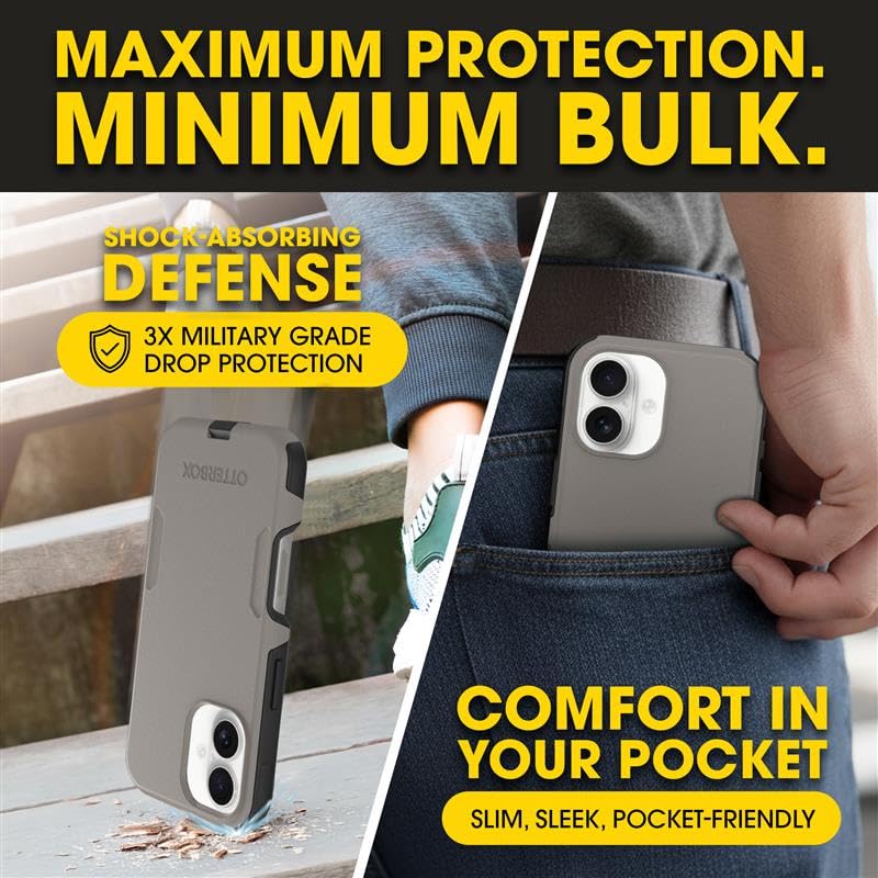 OtterBox lifestyle image on commuter seat showing everyday drop protection