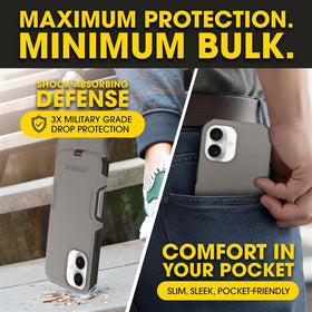 OtterBox lifestyle image on commuter seat showing everyday drop protection