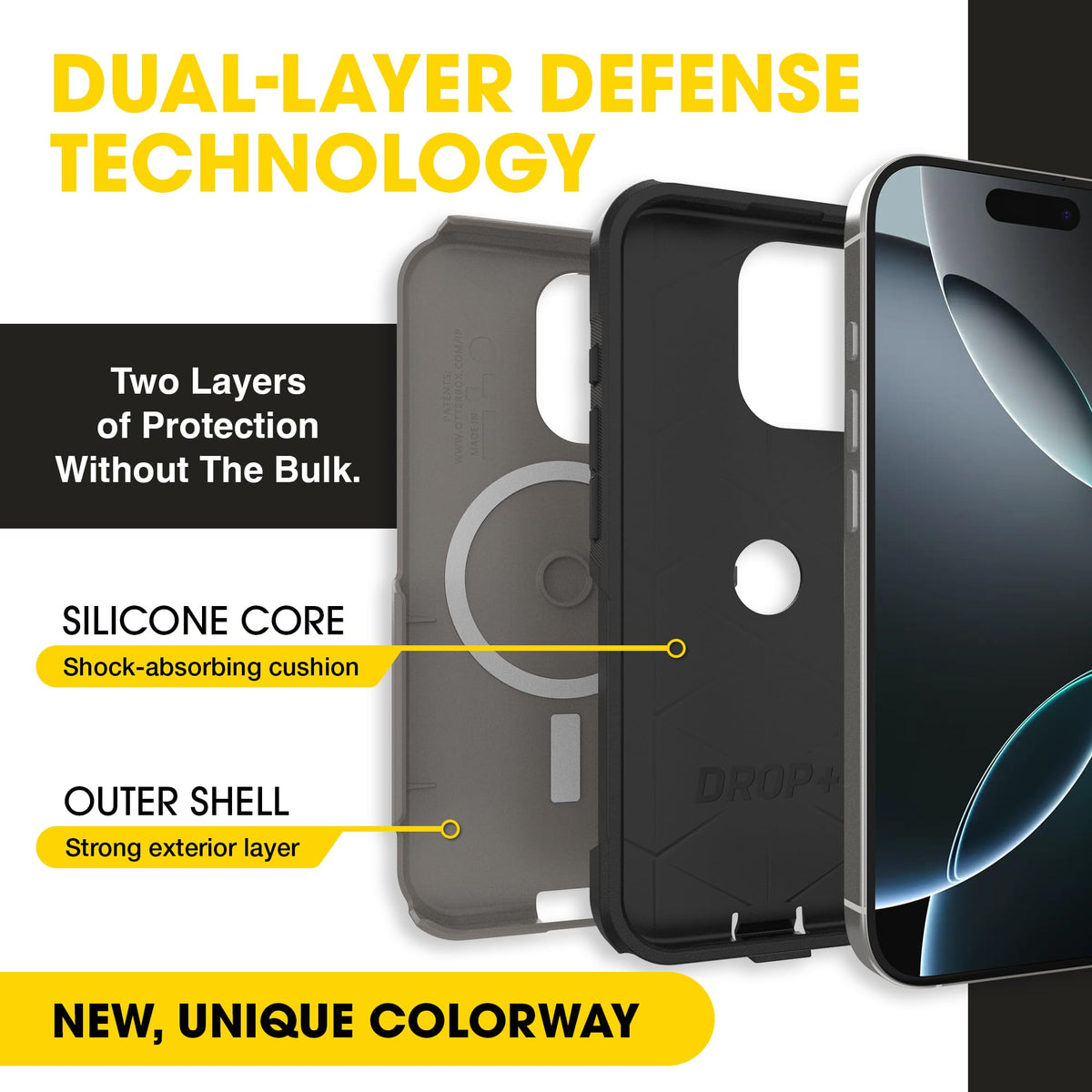 OtterBox Commuter rear view highlighting camera protection and raised bezel benefit