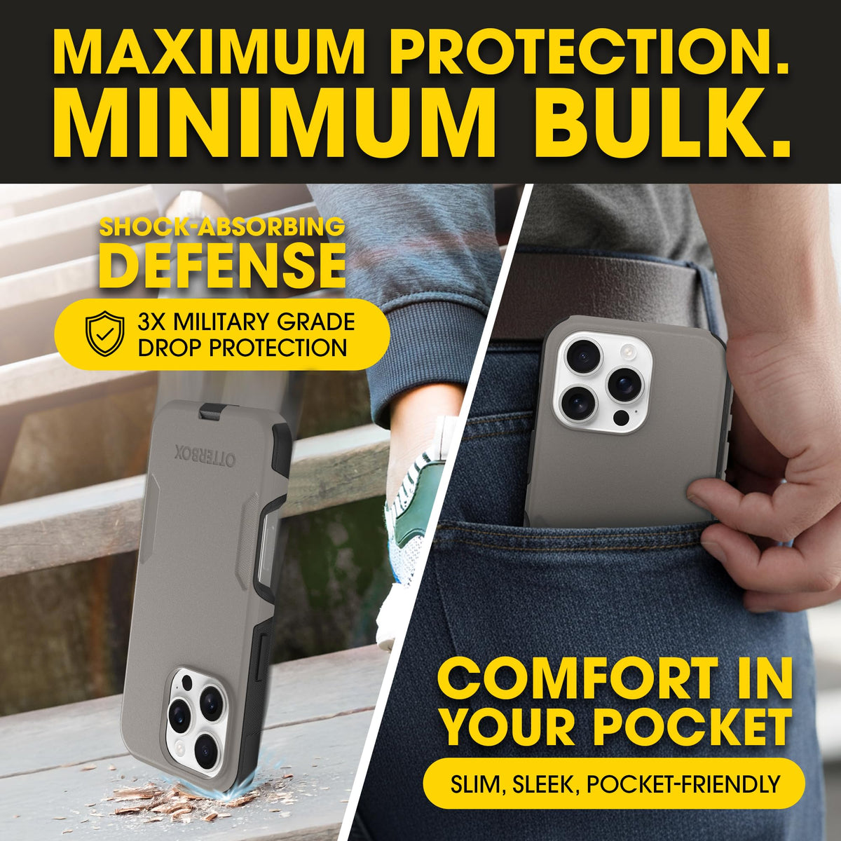 OtterBox Commuter in a jean pocket showing everyday convenience and carryability