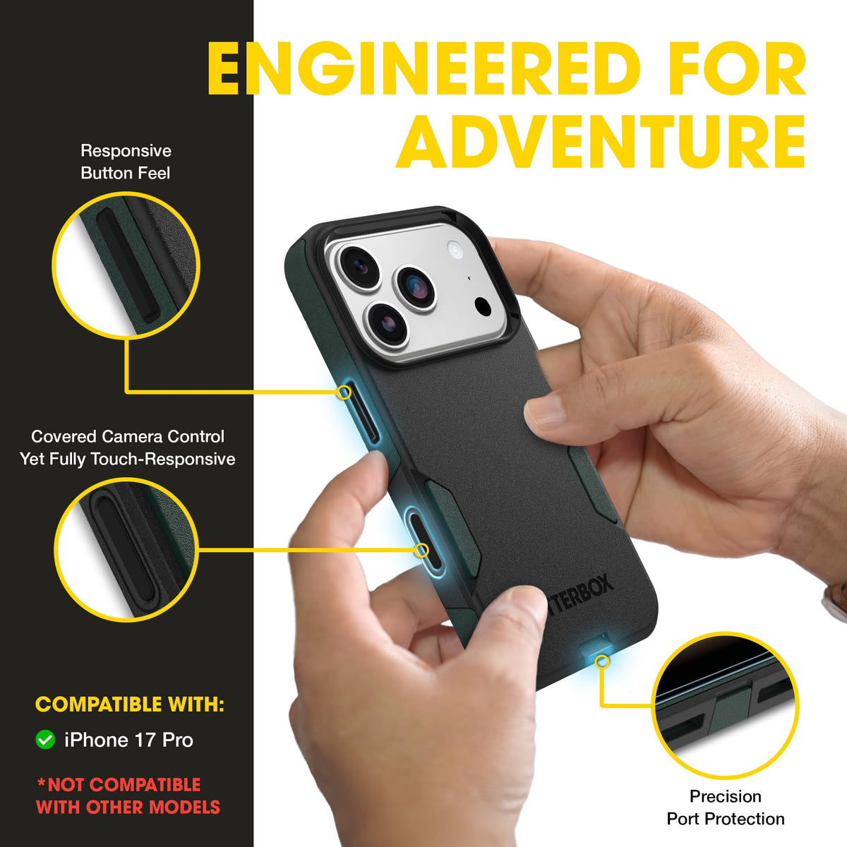 OtterBox Forest Night demonstrating MagSafe alignment for fast charging