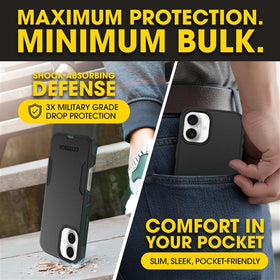 OtterBox Commuter on a commuter seat demonstrating secure everyday use