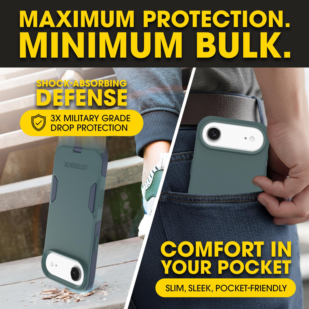 OtterBox material texture closeup showing durable dual-layer construction benefit