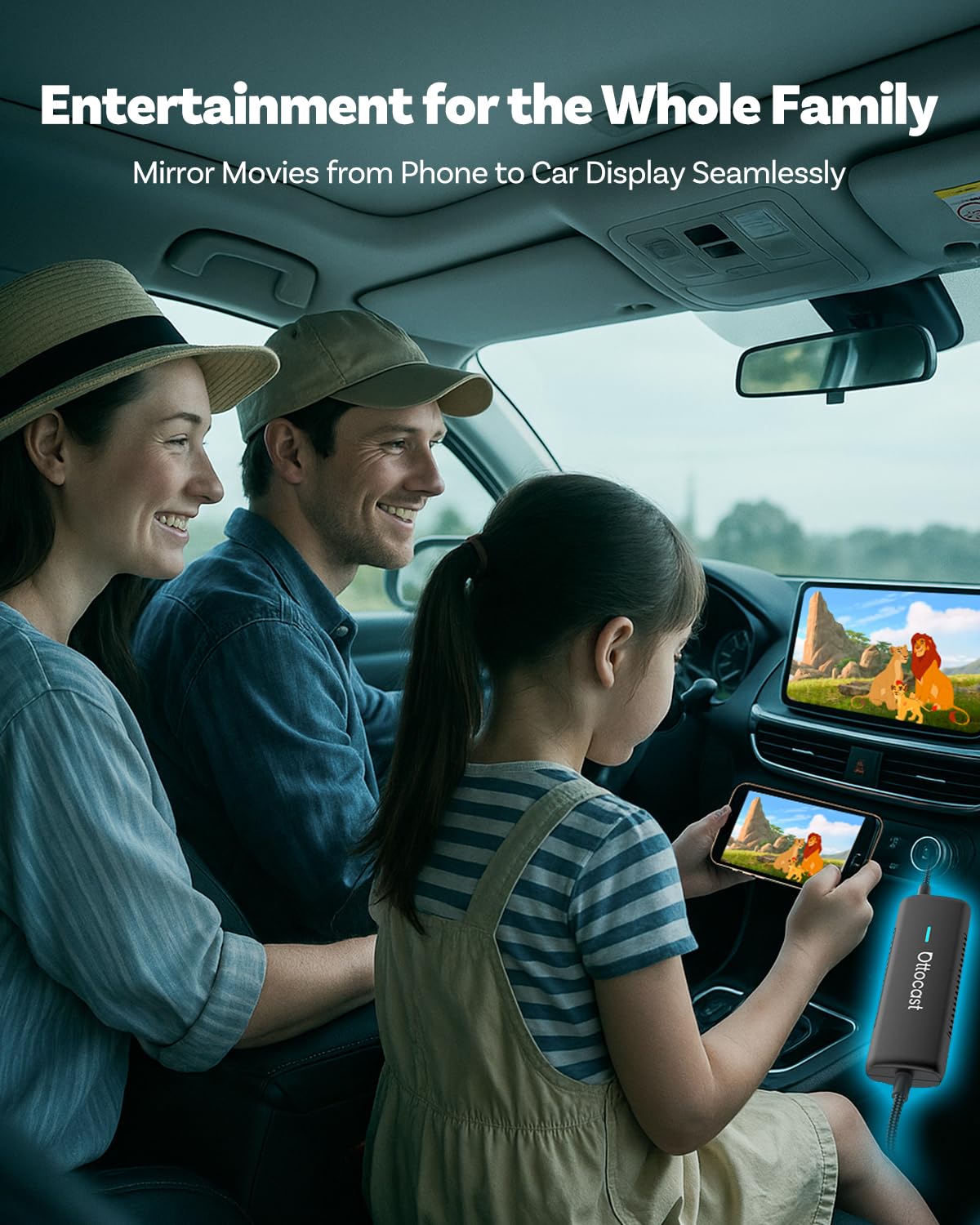 OTTOCAST Mirror Touch immersive fullscreen display on a car screen