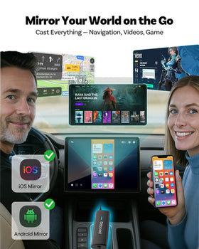 OTTOCAST Mirror Touch streams Disney+ and YouTube Kids on the car display