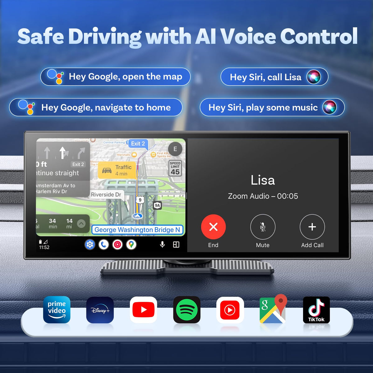 Ottocast OttoScreen AI 11.4-inch running Android 15 OS for app access