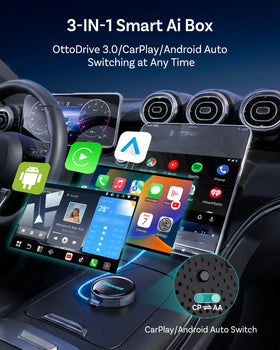 OTTOCAST P3 Pro dashboard setup enabling wireless CarPlay and Android Auto