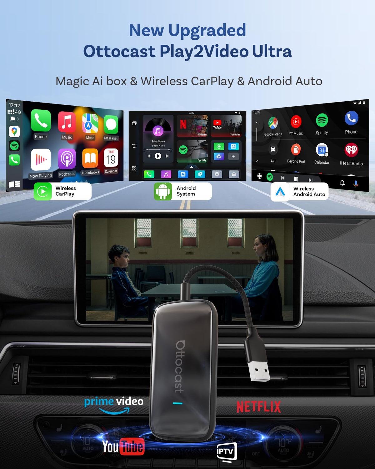 OTTOCAST wireless CarPlay and Android Auto enable cable-free driving experience