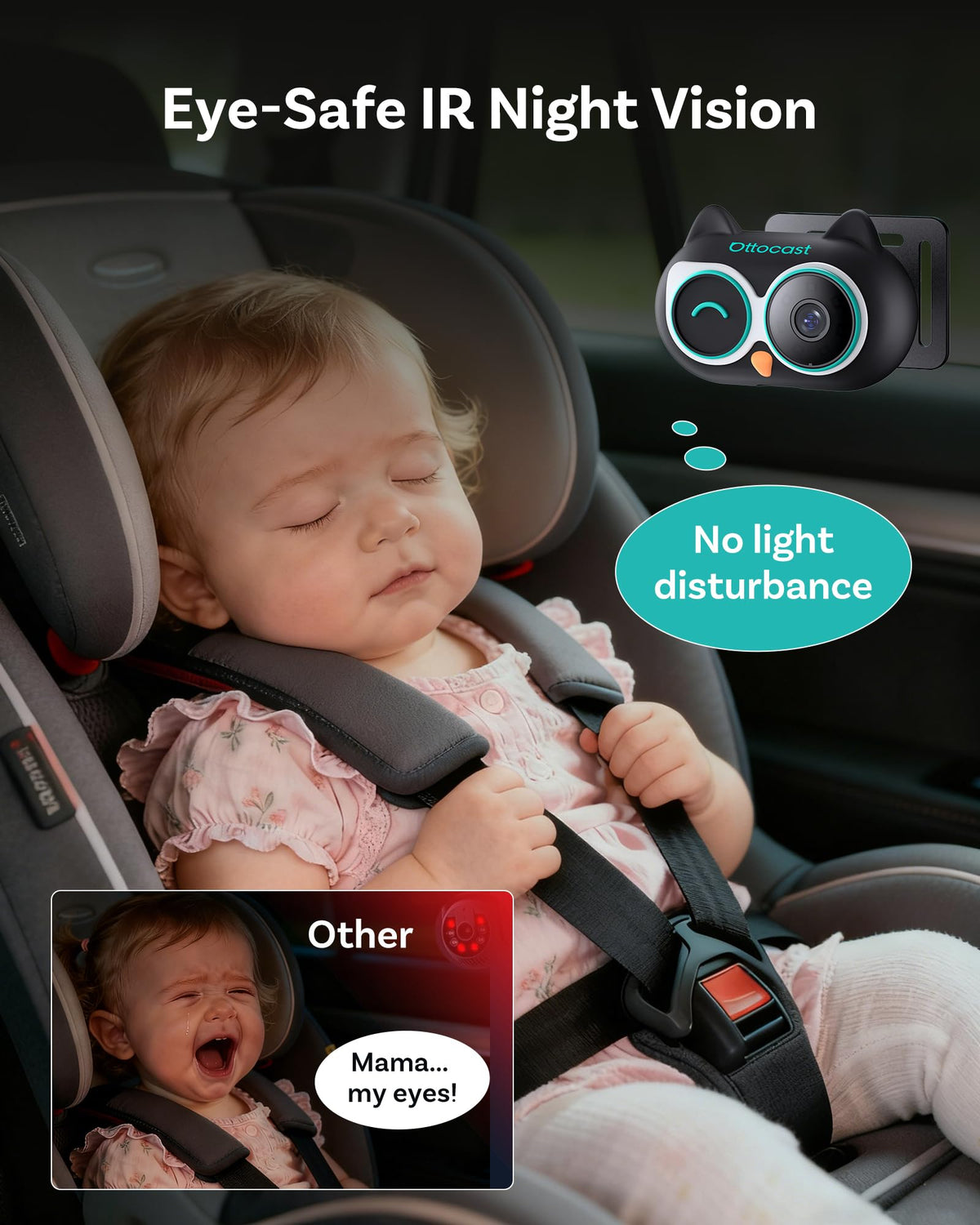 Ottocast versatile mounting with velcro strap or clip-on option.