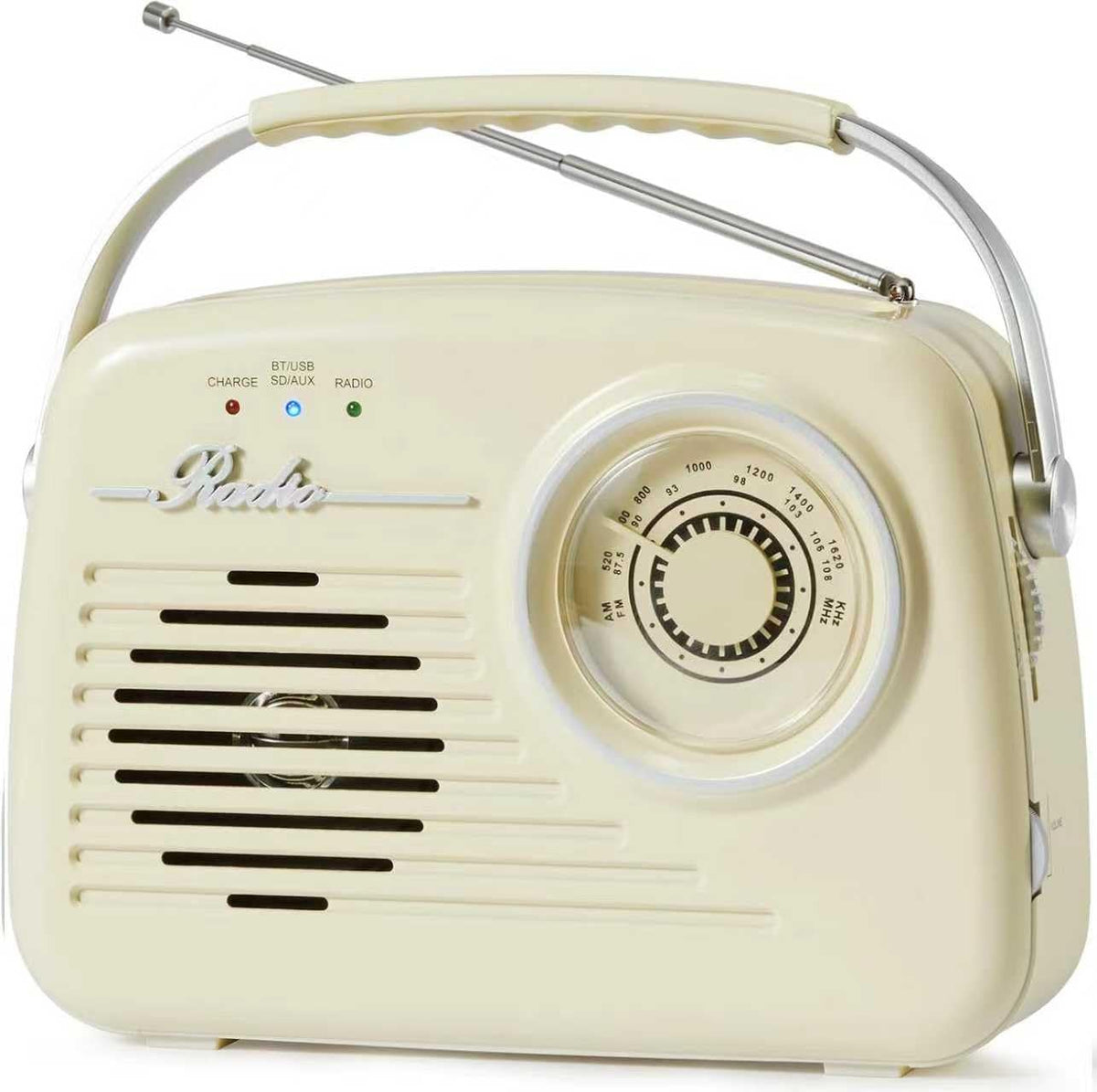 Ottosing portable AM FM radio beige with Bluetooth streaming for wireless music