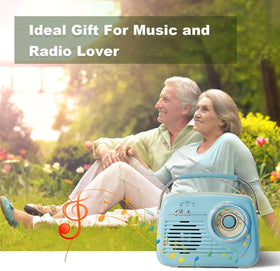 Ottosing Retro Radios blue battery-powered option enables wireless play on camping trips.