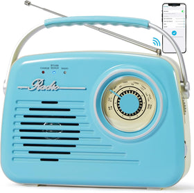 Ottosing Retro Radios blue front view highlighting large dial for easy tuning and retro charm.