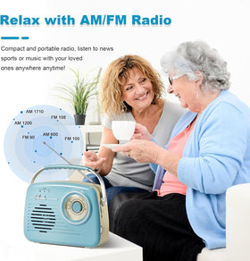 Ottosing Retro Radios blue side handle enables portable listening during outdoor adventures.