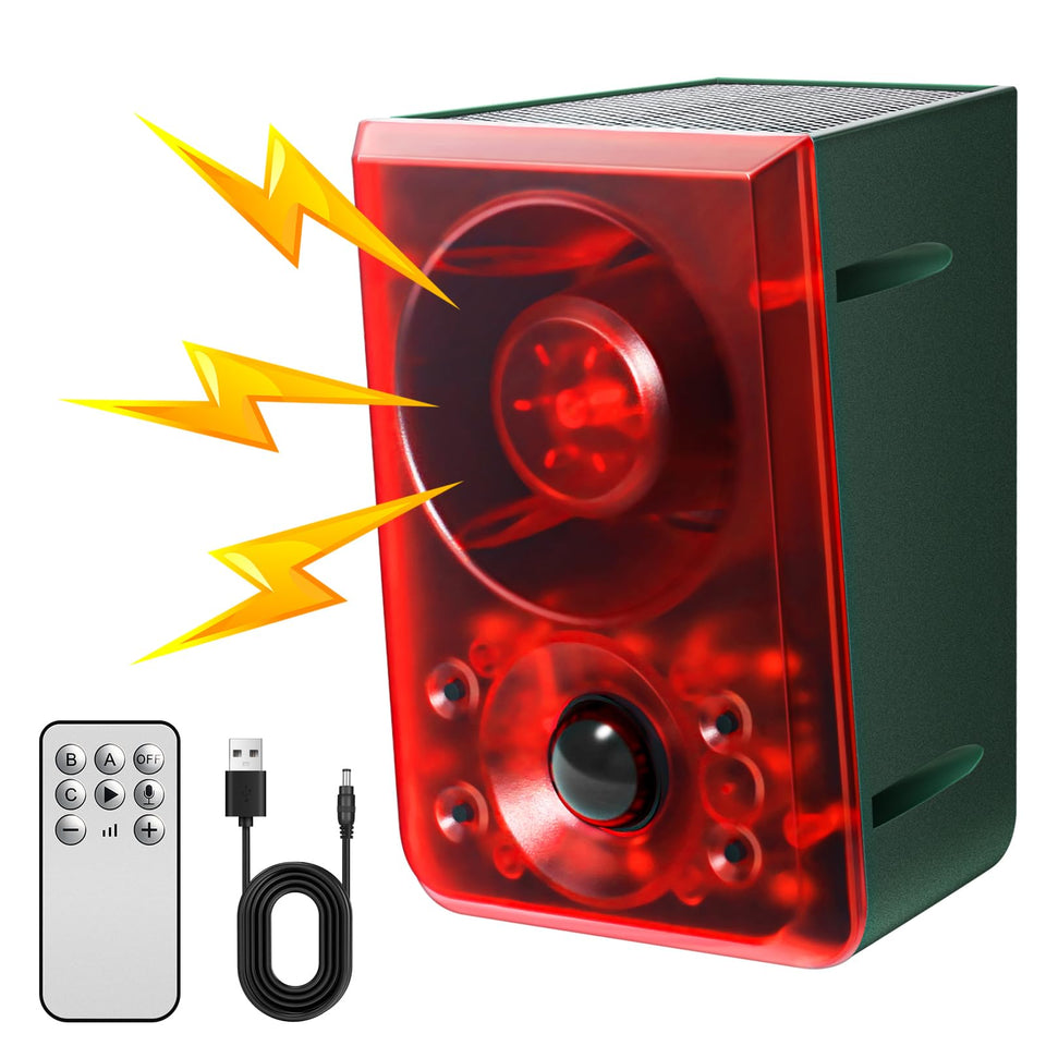 OUDAER front view showing buttons and LEDs for easy control and visible deterrence