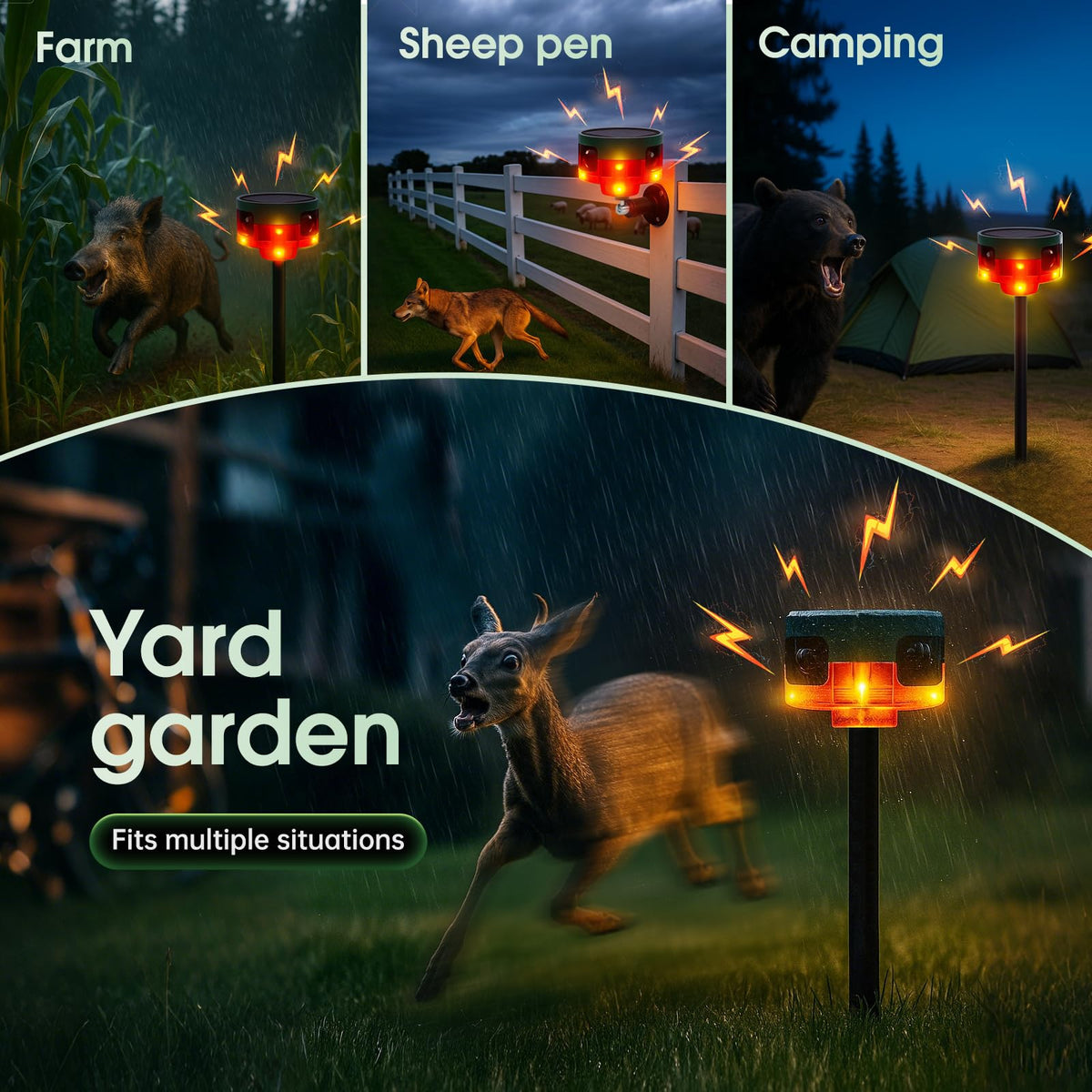 OUDAER mounted on fence protecting garden with directional deterrent