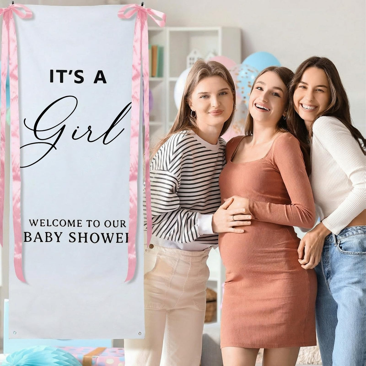 Oudain baby shower backdrop 24x60 inches creates a standout wall display.