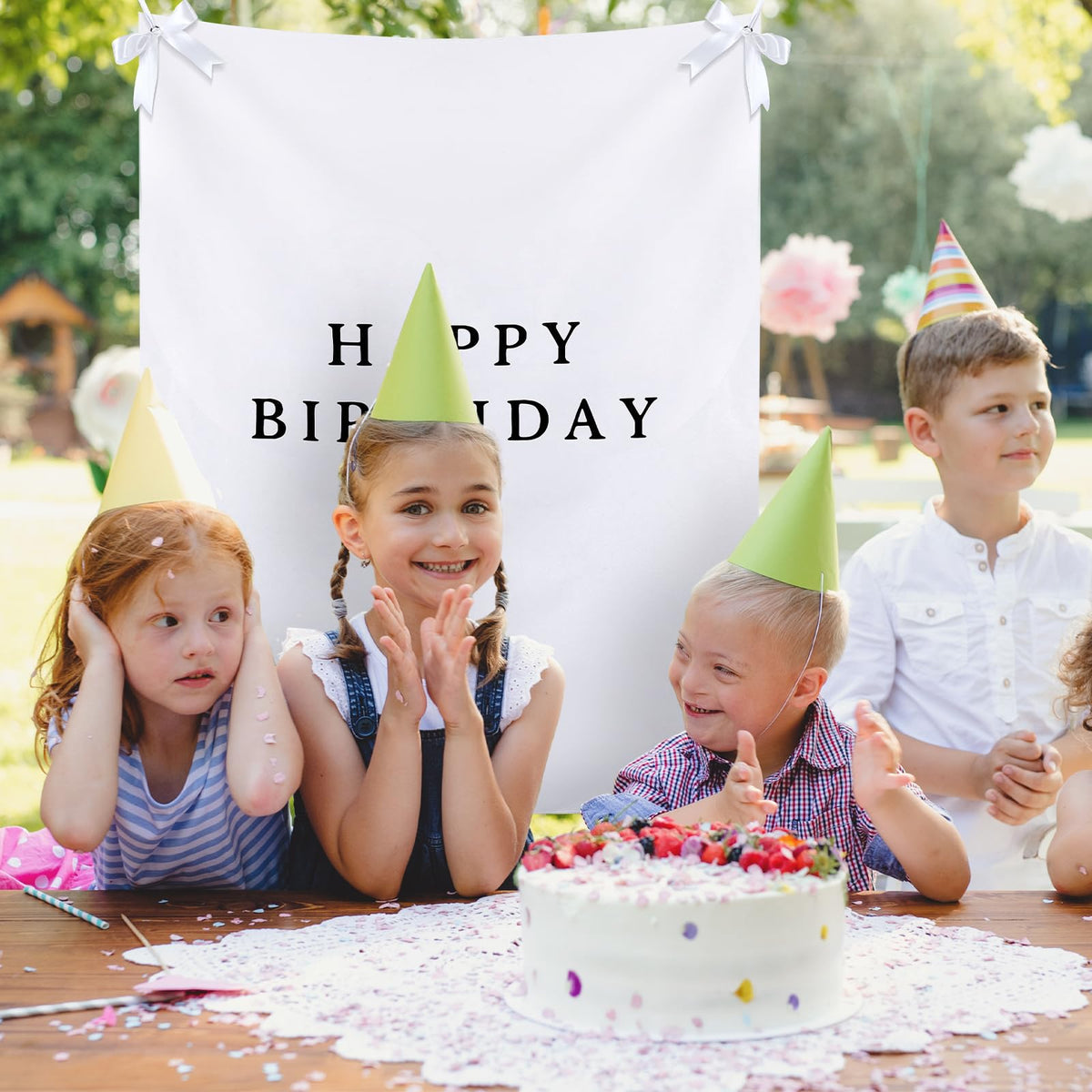 Oudain Boho rustic party decor sign creates a warm birthday vibe.