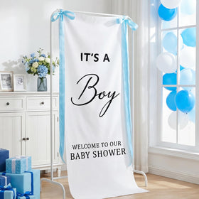 Oudain It's a Boy burlap banner for baby shower photos.