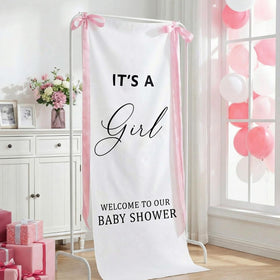 Oudain It's a Girl banner wall sign ready for memorable gender reveal photos.