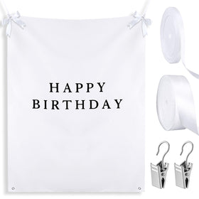 Oudain Rustic burlap backdrop ideal for indoor or outdoor birthday celebrations.