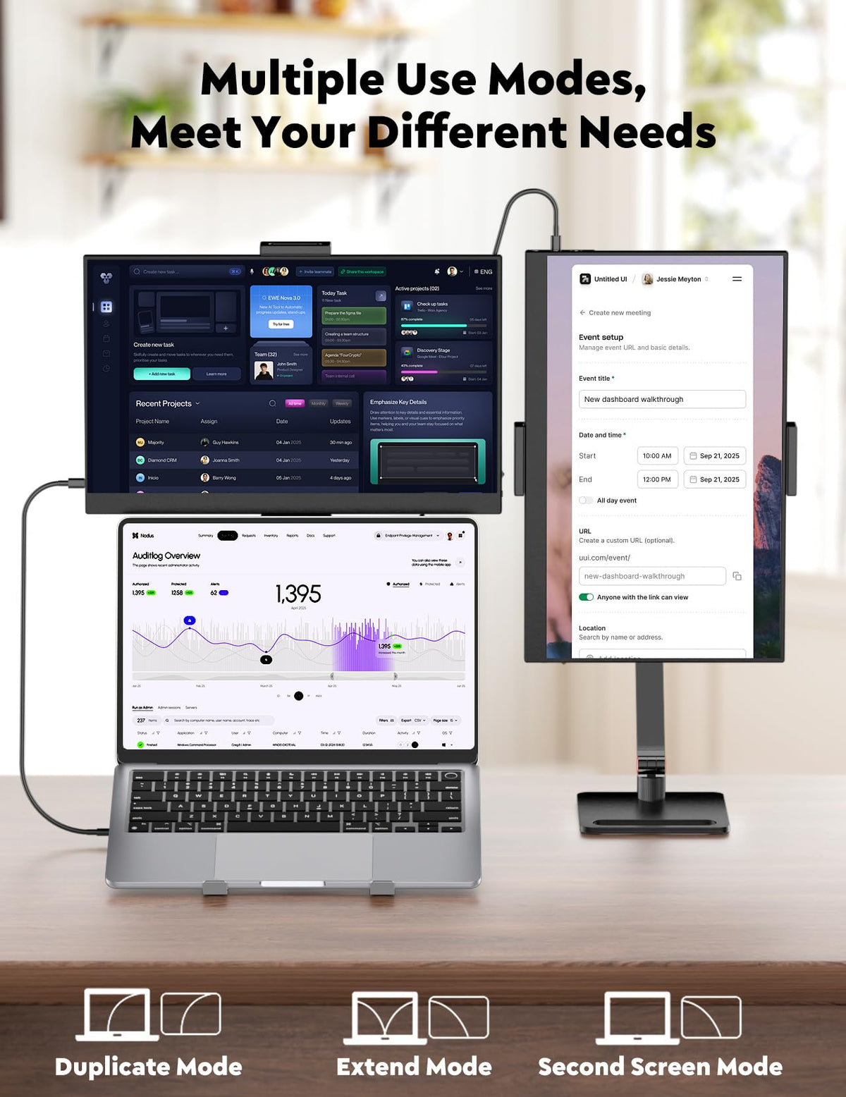 OUNSHLI 15.6-inch portable monitor one-cable connection setup