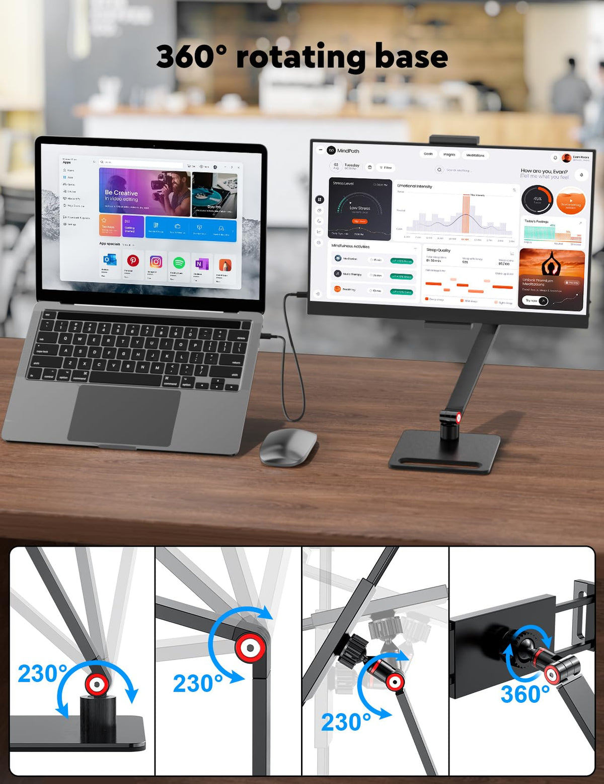 OUNSHLI portable monitor eye protection reduces blue light for long sessions