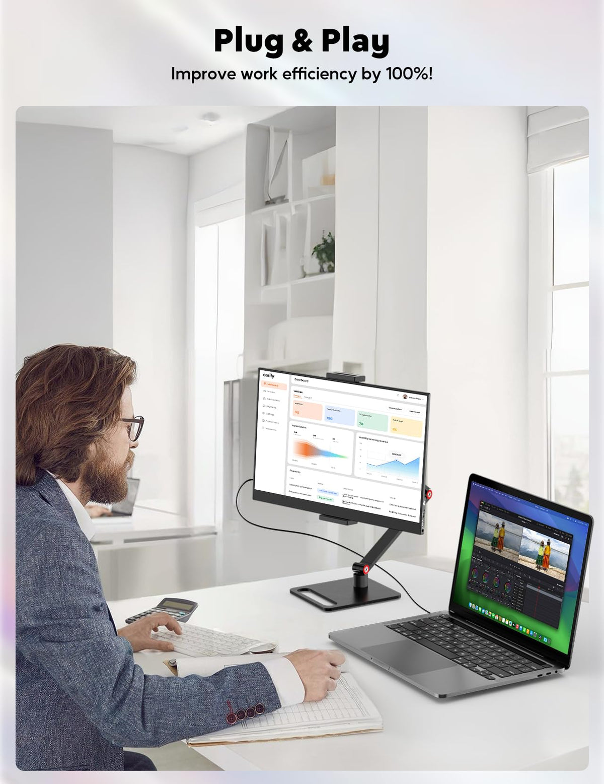 OUNSHLI travel ready monitor fits slim bags and boosts productivity