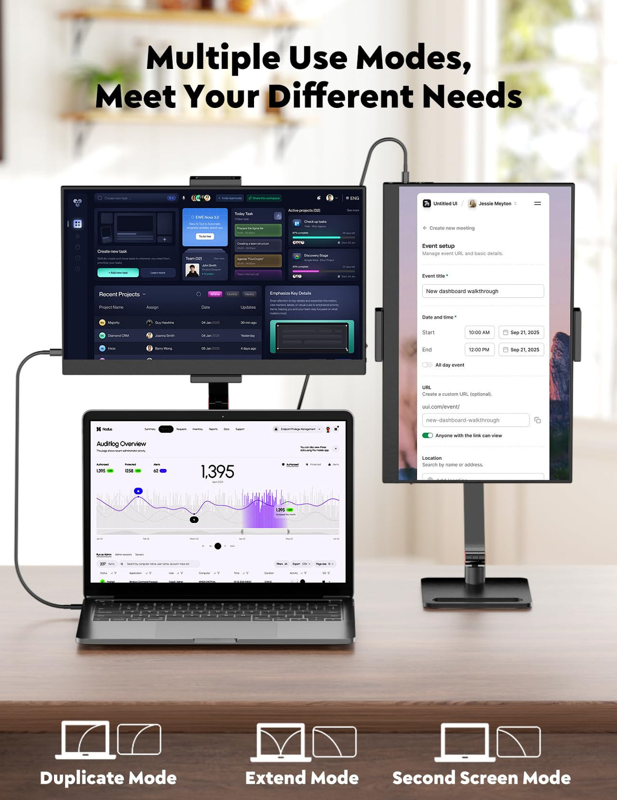 OUNSHLI monitor with usb-c and mini hdmi for wide compatibility