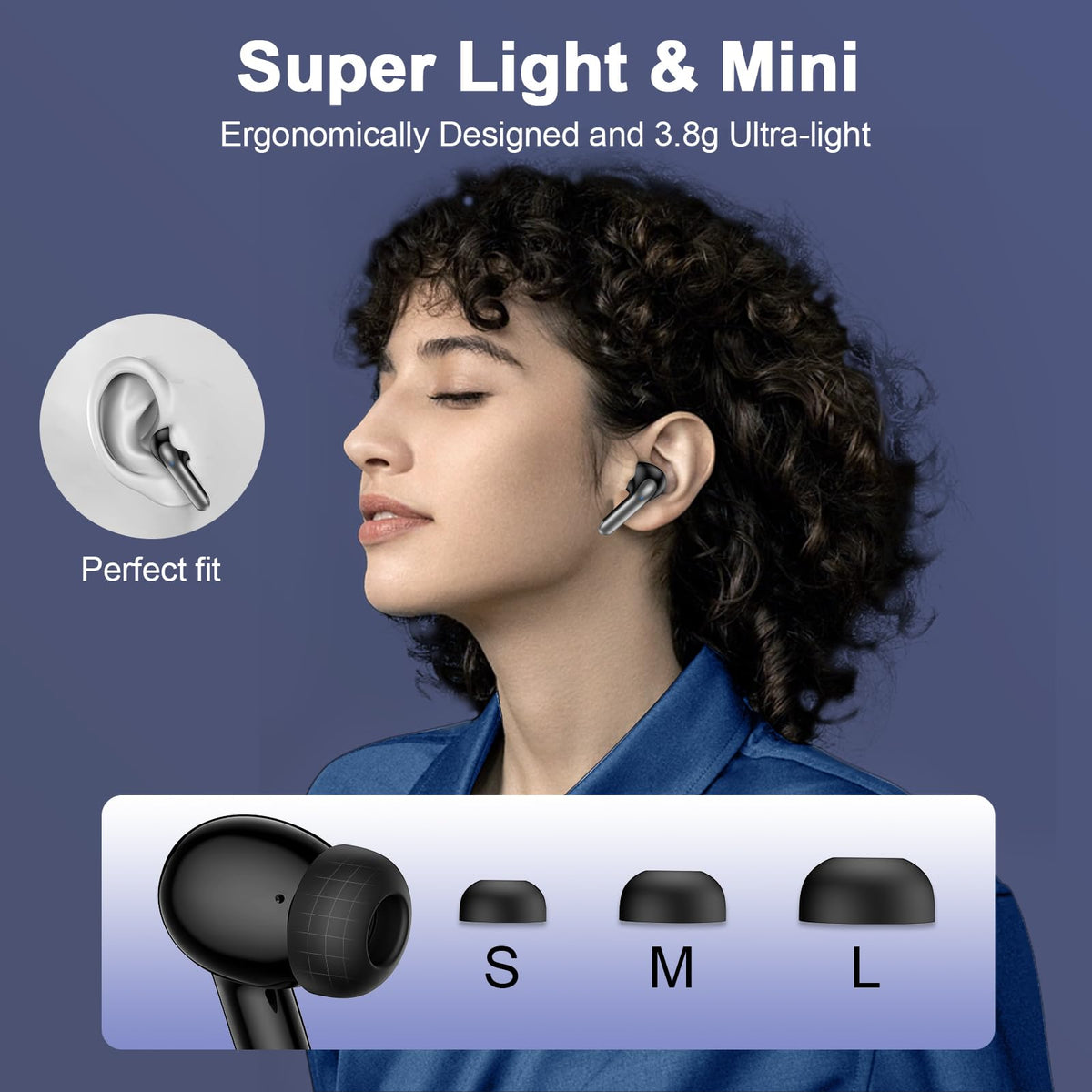 Ououdee three ear tip sizes laid out to show customizable comfortable fit