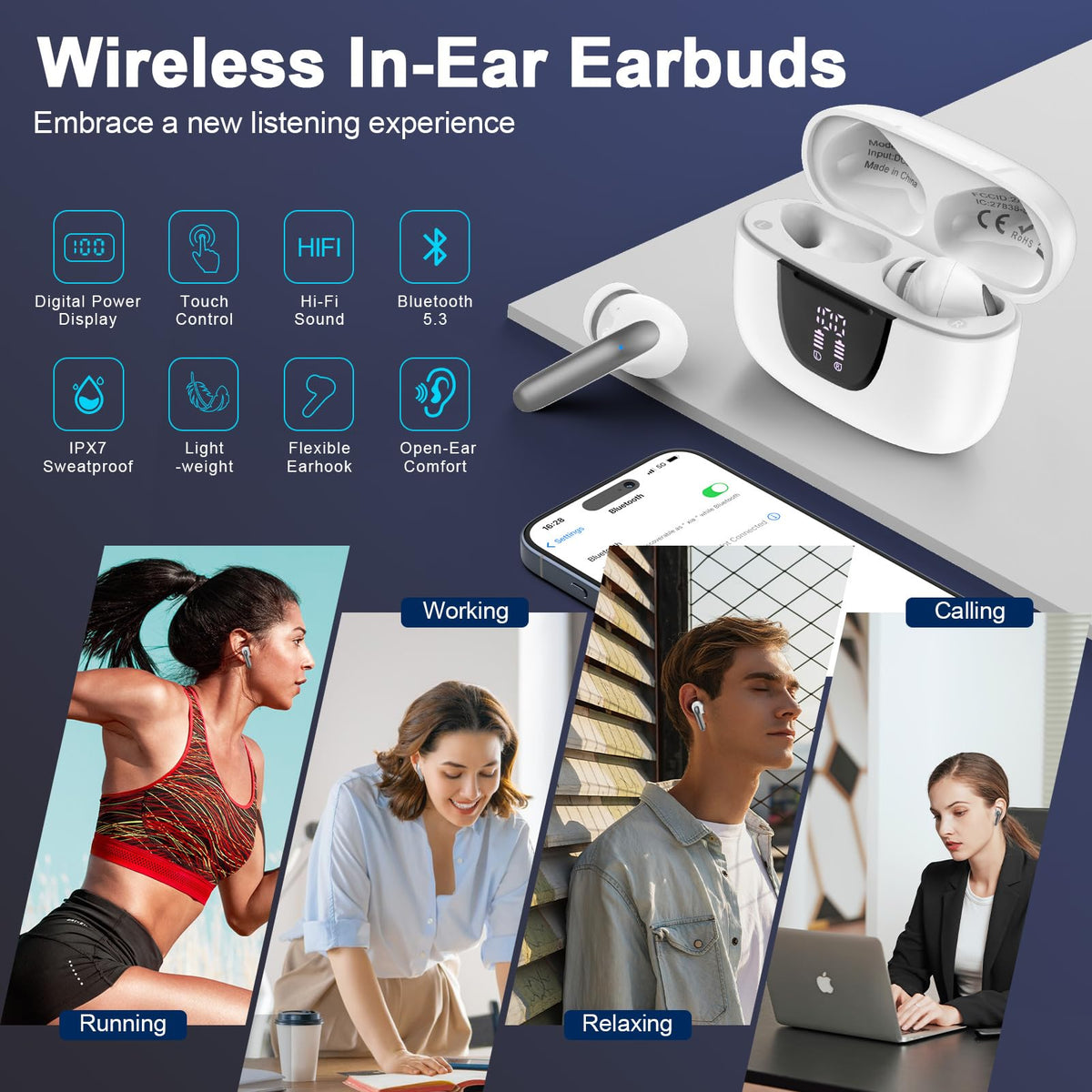 Ououdee packaging includes all sizes and a USB-C charging cable for convenience