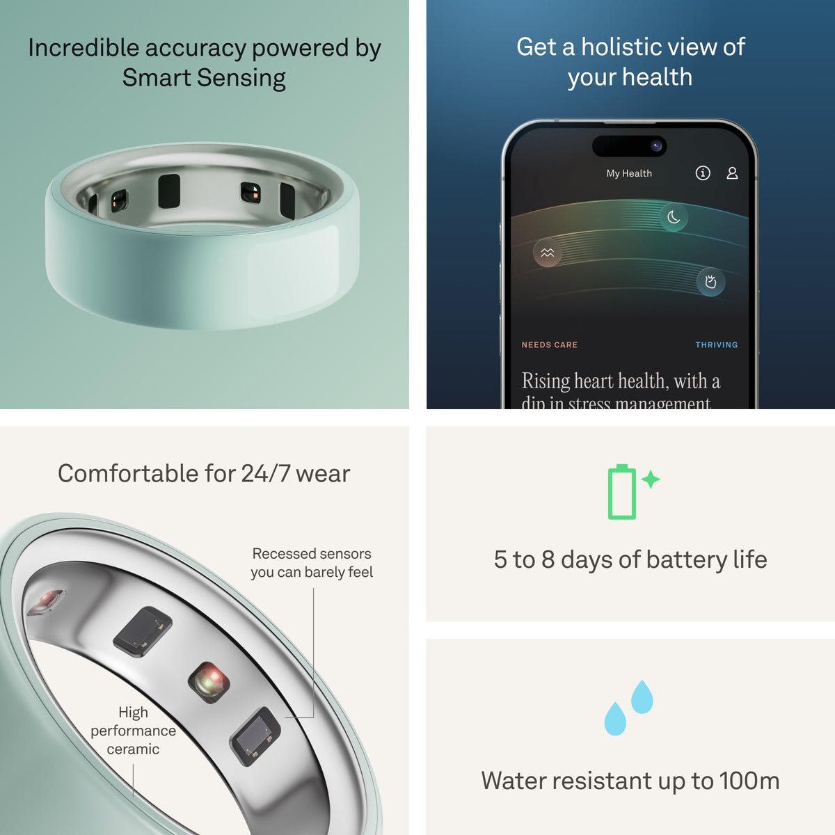 Oura Ring 4 Ceramic Tide in Tide color band for modern style.