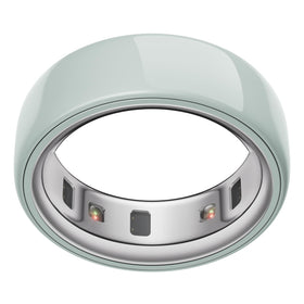 Oura Ring 4 Ceramic Tide front view, sleek wearable for daily health tracking.